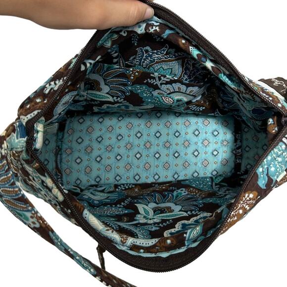Vera Bradley Satchel Shoulder Bag Medium Java Blue Floral Cotton Retired - Picture 3 of 8
